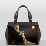 Baby Giraffe And Mom Under The Moon Oversize Office Handbag (Two Sides) Back