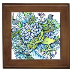 Peaceful Flower Garden Framed Ceramic Tile by Zandiepants