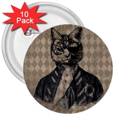 Harlequin Cat 3  Button (10 Pack) by StuffOrSomething