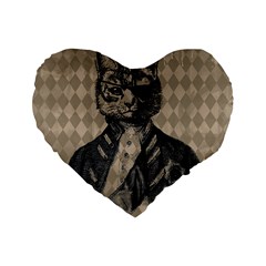 Harlequin Cat 16  Premium Heart Shape Cushion  by StuffOrSomething