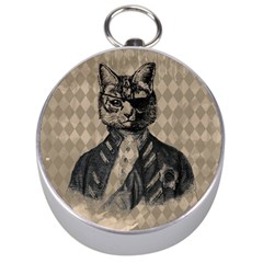 Harlequin Cat Silver Compass by StuffOrSomething