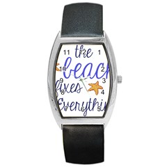 The Beach Fixes Everything Tonneau Leather Watch by OneStopGiftShop