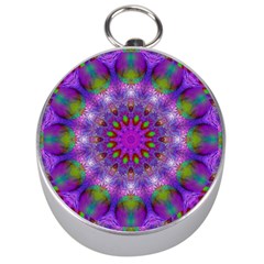 Rainbow At Dusk, Abstract Star Of Light Silver Compass by DianeClancy