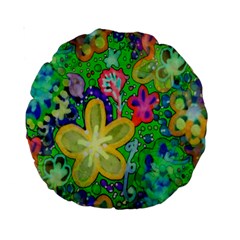 Beautiful Flower Power Batik 15  Premium Round Cushion  by rokinronda