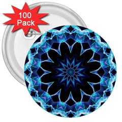 Crystal Star, Abstract Glowing Blue Mandala 3  Button (100 Pack) by DianeClancy