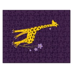 Purple Roller Skating Cute Cartoon Giraffe Jigsaw Puzzle (rectangle) by CreaturesStore