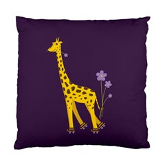 Purple Roller Skating Cute Cartoon Giraffe Cushion Case (two Sided)  by CreaturesStore