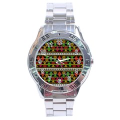 Aztec Style Pattern Stainless Steel Watch by dflcprints