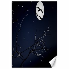 Night Birds And Full Moon Canvas 12  X 18  (unframed) by dflcprints