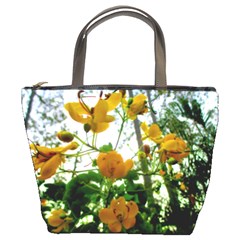 Yellow Flowers Bucket Handbag by SaraThePixelPixie