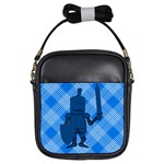 Blue Knight On Plaid Girl s Sling Bag Front