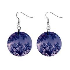 Pink And Blue Morning Frost Fractal Mini Button Earrings by Artist4God