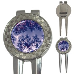 Pink And Blue Morning Frost Fractal Golf Pitchfork & Ball Marker by Artist4God