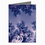 Pink and Blue Morning Frost Fractal Greeting Card Left
