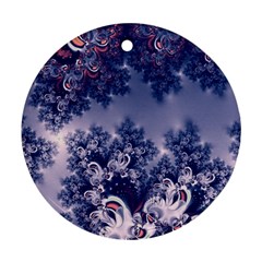 Pink And Blue Morning Frost Fractal Round Ornament (two Sides) by Artist4God