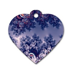 Pink And Blue Morning Frost Fractal Dog Tag Heart (two Sided) by Artist4God