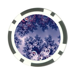 Pink And Blue Morning Frost Fractal Poker Chip by Artist4God