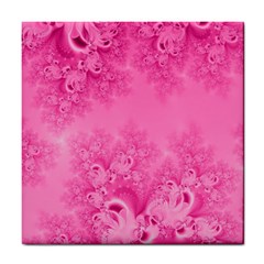 Soft Pink Frost Of Morning Fractal Ceramic Tile by Artist4God