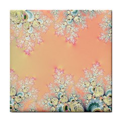 Peach Spring Frost On Flowers Fractal Ceramic Tile by Artist4God