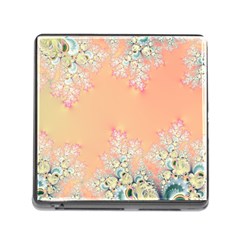 Peach Spring Frost On Flowers Fractal Memory Card Reader With Storage (square) by Artist4God