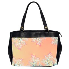 Peach Spring Frost On Flowers Fractal Oversize Office Handbag (two Sides) by Artist4God