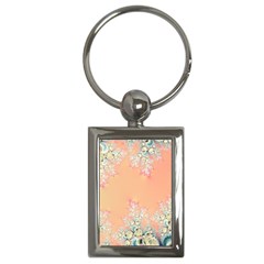 Peach Spring Frost On Flowers Fractal Key Chain (rectangle) by Artist4God