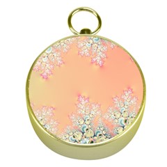 Peach Spring Frost On Flowers Fractal Gold Compass by Artist4God