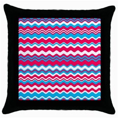 Waves Pattern Throw Pillow Case (black) by LalyLauraFLM