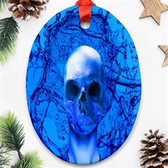 Alien Blue Oval Ornament (two Sides) by icarusismartdesigns