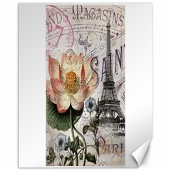 Vintage Paris Eiffel Tower Floral Canvas 11  X 14  (unframed) by chicelegantboutique