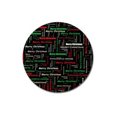 Merry Christmas Typography Art Magnet 3  (round) by StuffOrSomething