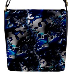 Glossy Blue Fractal  Flap Closure Messenger Bag (small) by OCDesignss