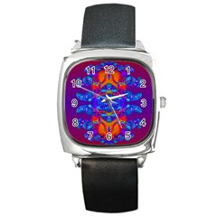 Abstract Reflections Square Leather Watch by icarusismartdesigns