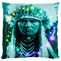 Magical Indian Chief Large Flano Cushion Case (one Side) by icarusismartdesigns