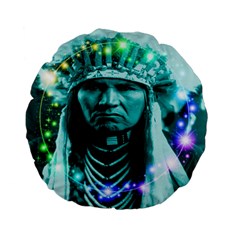 Magical Indian Chief 15  Premium Flano Round Cushion  by icarusismartdesigns