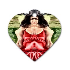 Cubist Woman Dog Tag Heart (one Sided)  by icarusismartdesigns