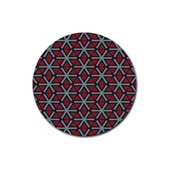 Cubes Pattern Abstract Design Rubber Coaster (round) by LalyLauraFLM