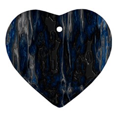 Blue Black Texture Ornament (heart) by LalyLauraFLM