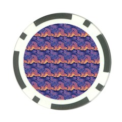 Pink Blue Waves Pattern Poker Chip Card Guard by LalyLauraFLM