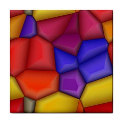 3d Colorful Shapes Tile Coaster by LalyLauraFLM