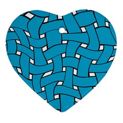 Blue Distorted Weave Heart Ornament (two Sides) by LalyLauraFLM