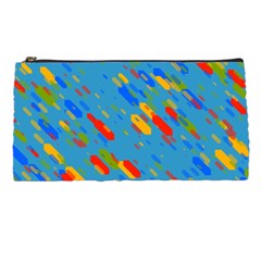 Colorful Shapes On A Blue Background Pencil Case by LalyLauraFLM