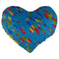 Colorful Shapes On A Blue Background 19  Premium Heart Shape Cushion by LalyLauraFLM