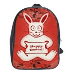 Cute Bunny Happy Easter Drawing Illustration Design School Bag (XL) Front