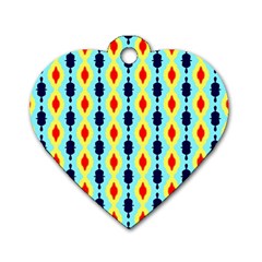 Yellow Chains Pattern Dog Tag Heart (two Sides) by LalyLauraFLM