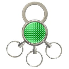 Green Abstract Tile Pattern 3-ring Key Chain by GardenOfOphir