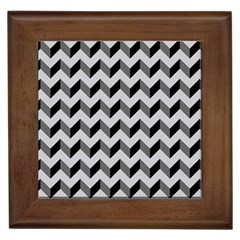 Modern Retro Chevron Patchwork Pattern  Framed Ceramic Tile by GardenOfOphir