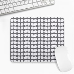 Gray And White Leaf Pattern Large Mouse Pad (rectangle) by GardenOfOphir