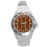 Faux Animal Print Pattern Plastic Sport Watch (Large) Front