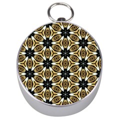 Faux Animal Print Pattern Silver Compass by GardenOfOphir